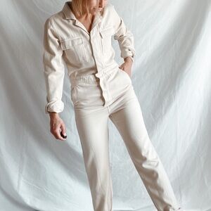 Carly Jean Los Angeles Charlie Cream Jumpsuit coverall EUC B